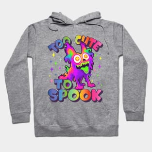 Too Cute To Spook Rainbow Wolf Ghost Funny Joke Hoodie